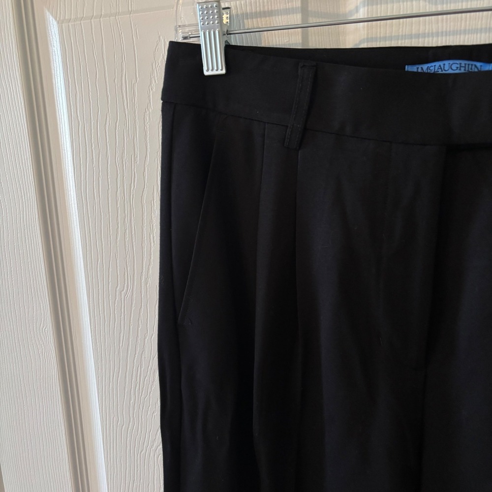 J.McLaughlin Womens Black Wide Leg Pleated Trousers Size 6 High Rise Stretch - Picture 2 of 5